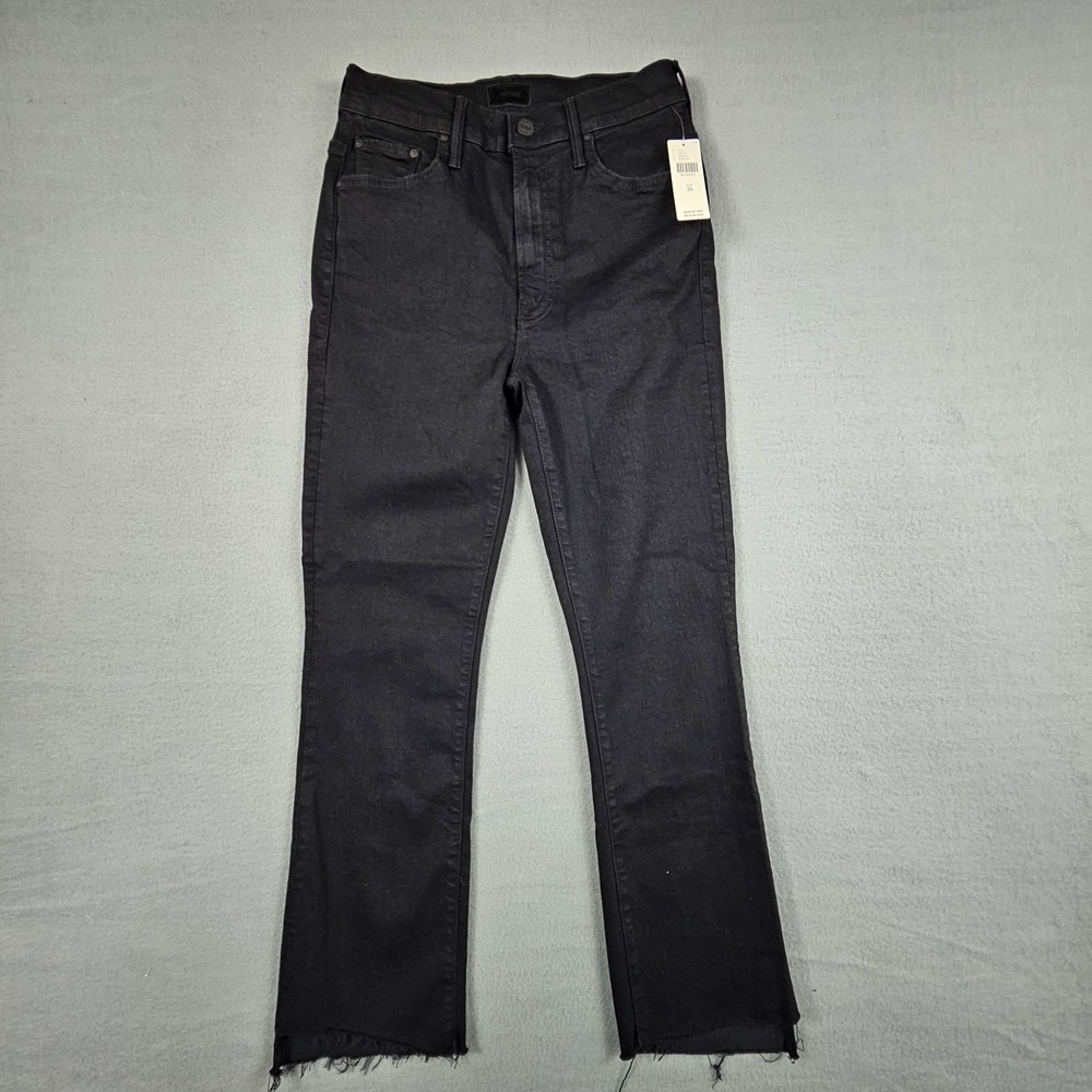 Mother The Insider Crop Step Fray Jeans Women 26 Black Not Guilty NWT